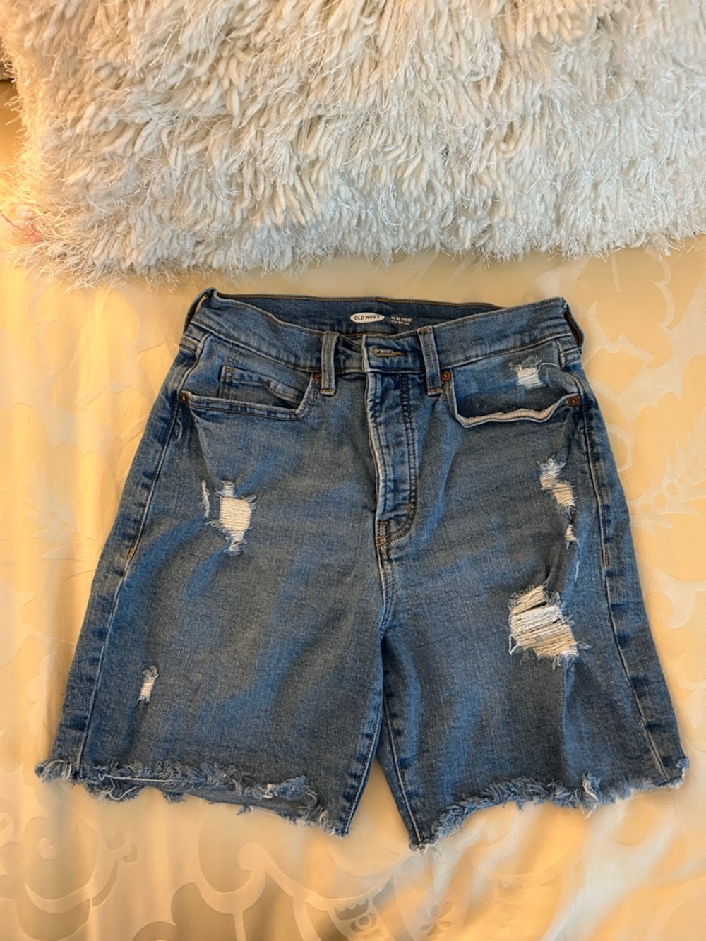 Old Navy Medium Blue Distressed Denim Cutoff Shorts